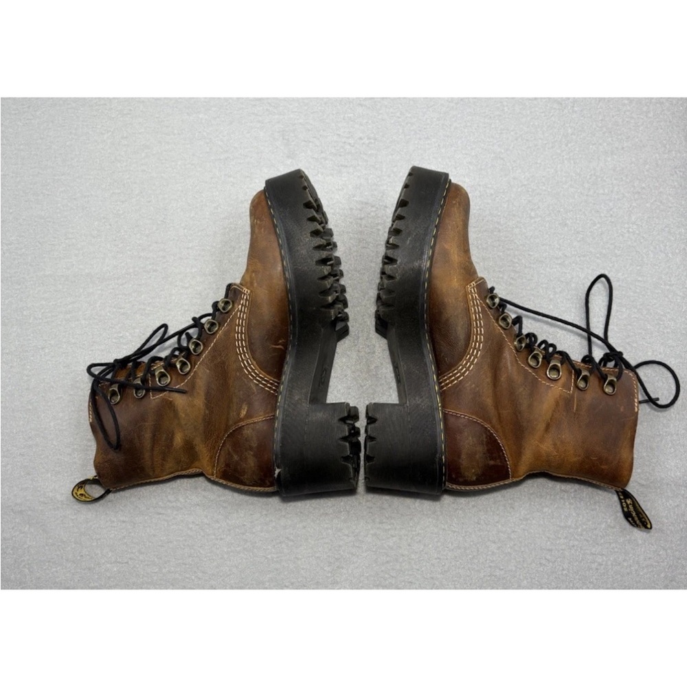 Dr. Martens Leona Platform Boots Butterscotch Brown Leather US 6 UK 4 Lace Up - Picture 7 of 14